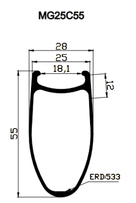 Full Carbon Fiber 55mm Depth Road Bike Wheelset – Toray T700, V-Brake Compatible, 25mm Outer Width, 16H-36H, Matte/Glossy Finish