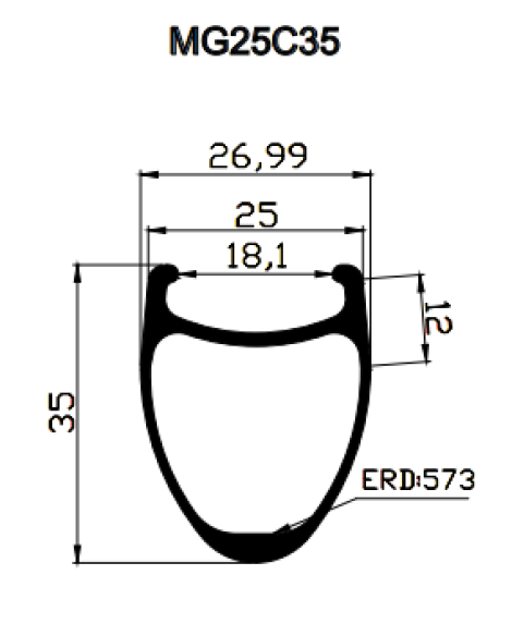 700C Road Bike 35mm Deep Clincher Carbon Rim - Toray T700, Matte/Glossy Finish